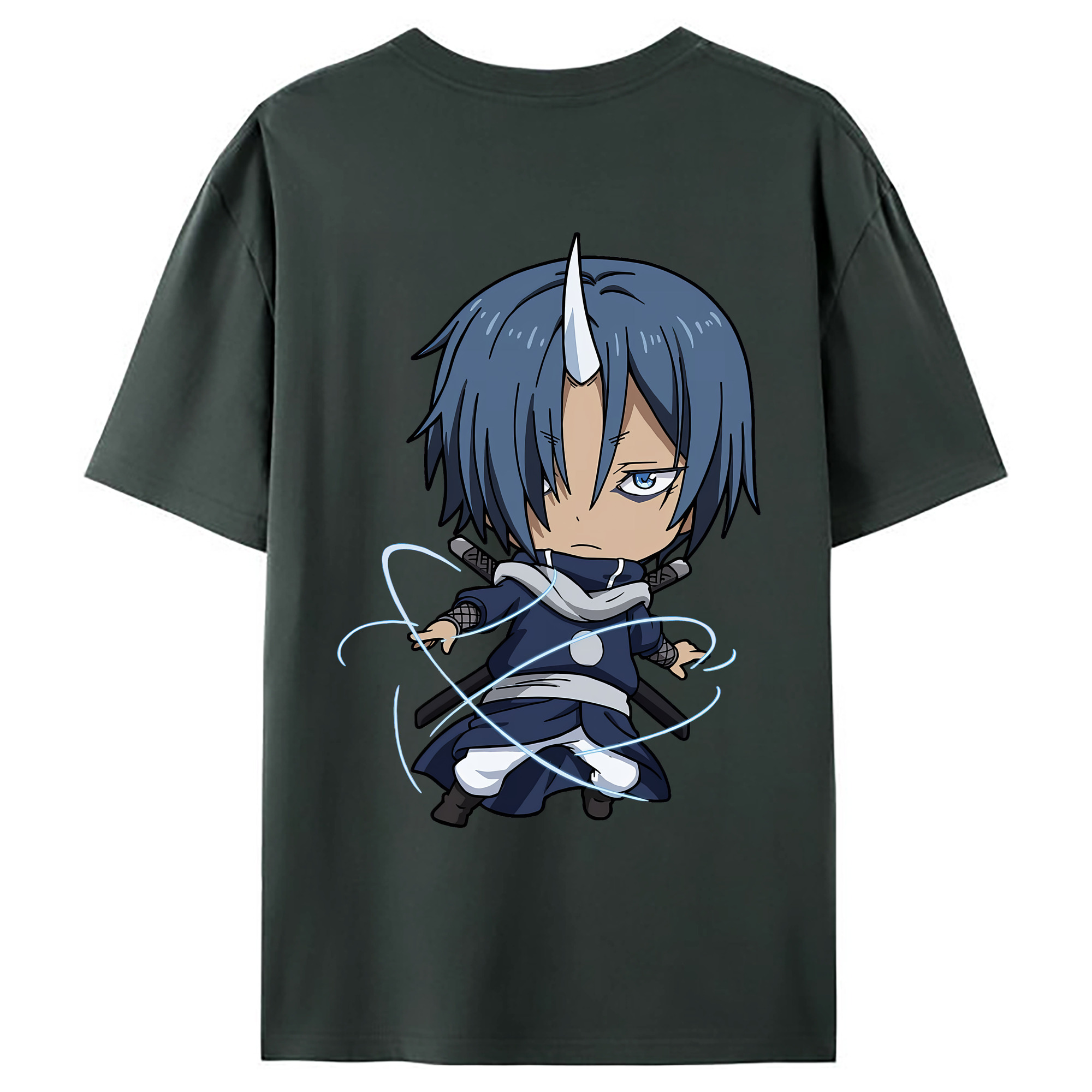 （画像用） 転スラ Regarding Reincarnated to Slime 綿100％ メンズ半袖Tシャツ（バックプリント） 通気性